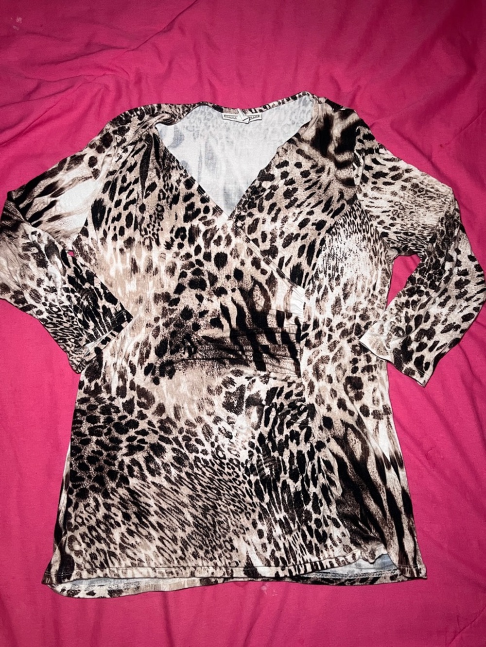 Dana Buchman Women’s Animal Print Foldover Top Size Large Preowned